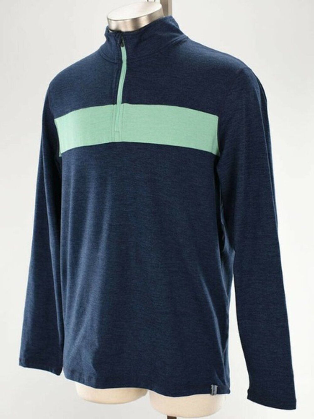 NWT MARINE LAYER SPORT Black Iris Dusty Jade 1/4 Zip Poly Blend Pullover MEDIUM